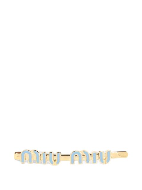 Miu Miu logo-plaque hair clip - Gold - zdjęcie produktu nr 1