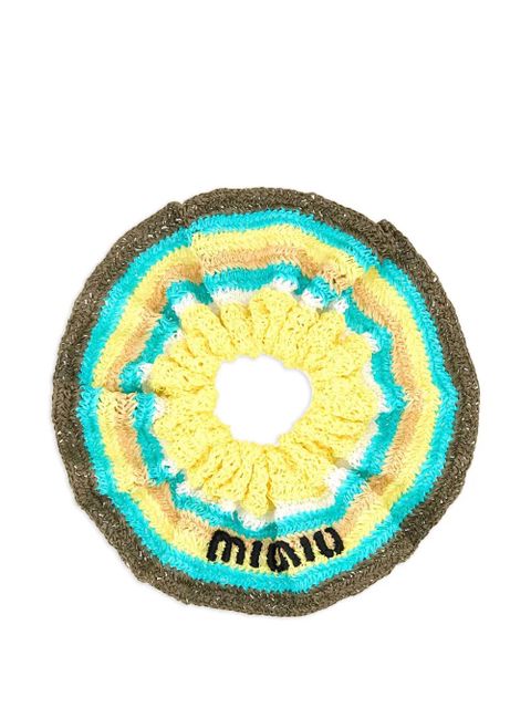 Miu Miu striped-crochet scrunchie - Yellow - zdjęcie produktu nr 1