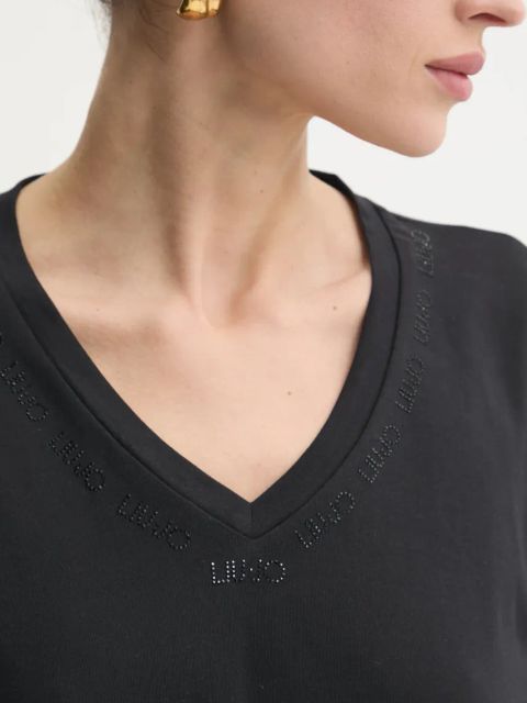 Liu Jo t-shirt bawełniany damski kolor czarny TA5175 JS923