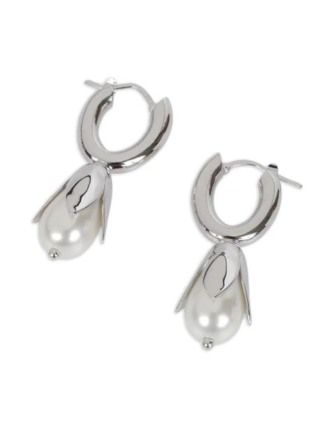 Simone Rocha flower hoop earrings - Silver