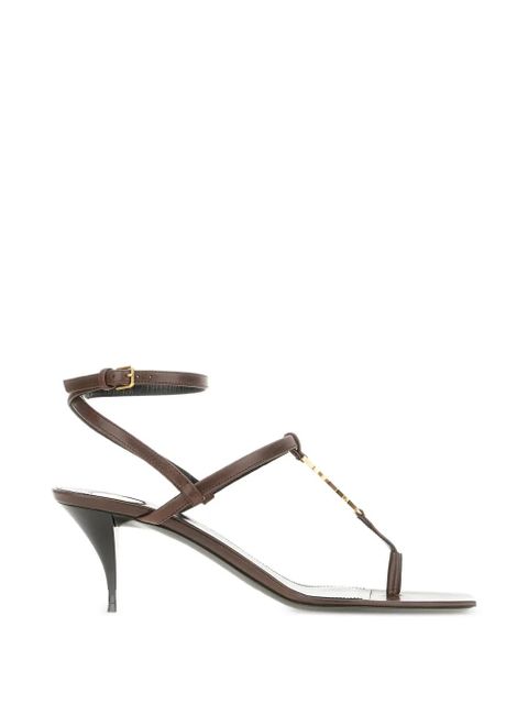 Saint Laurent logo-detail heeled sandals - Brown - zdjęcie produktu nr 1