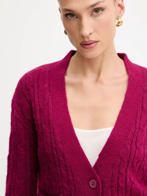 Silvian Heach kardigan z domieszką wełny VALBUENA damski kolor różowy GPA25149CD