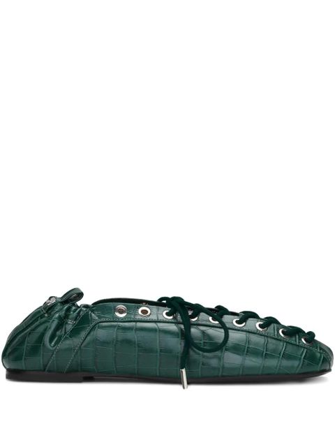 GANNI lace-up ballet flats - Green - zdjęcie produktu nr 1