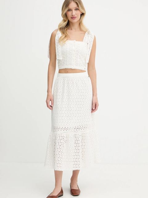 Pepe Jeans bluzka bawełniana damska kolor beżowy gładka PL305103