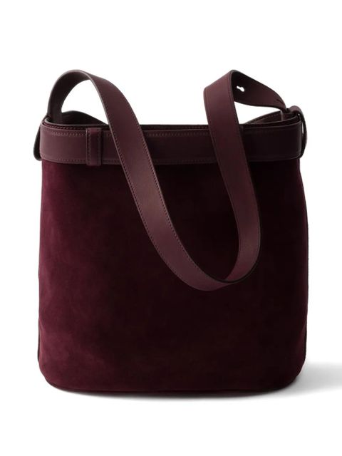 Prada small buckle-belted suede bag - Red