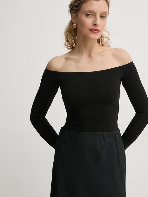 Saint Body body OFF SHOULDR BODYSUIT damskie kolor czarny gładkie SB.318 - zdjęcie produktu nr 1