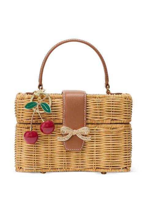 Self-Portrait bow-detail cherry-charm tote bag - Neutrals - zdjęcie produktu nr 1