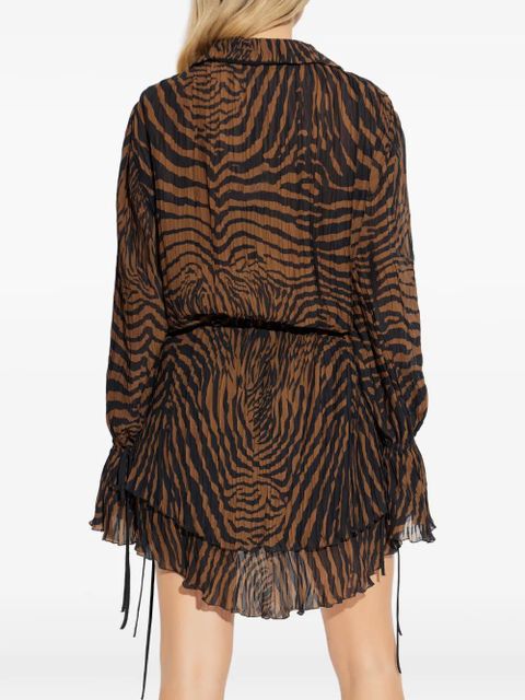 Blumarine lace-trim zebra-print dress - Brown