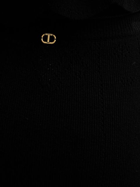 Twinset spódnica z domieszką wełny kolor czarny midi ołówkowa 252TT3215