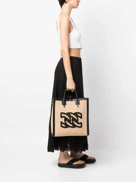 Casadei logo-detail leather tote bag - Neutrals