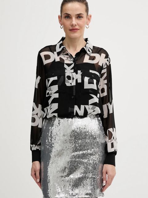 Dkny koszula damska kolor czarny relaxed z kołnierzykiem klasycznym P4RA6FXZ - zdjęcie produktu nr 1