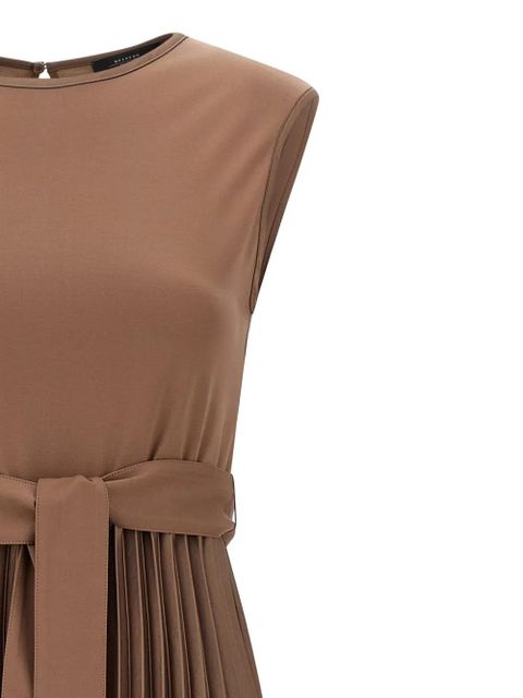 Weekend Max Mara Samuele pleated belted midi dress - Brown