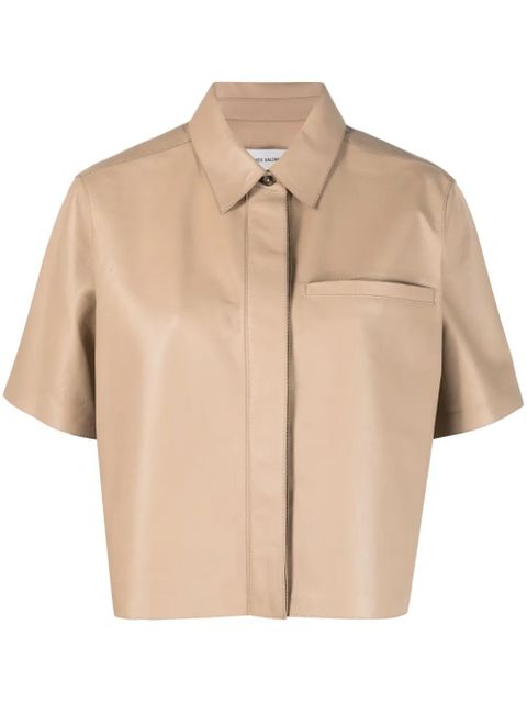 Yves Salomon short-sleeve lambskin shirt - Neutrals - zdjęcie produktu nr 1