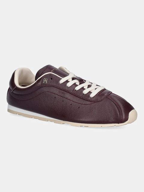 Tommy Hilfiger sneakersy skórzane TH LOW PROFILE RUNNER damskie kolor bordowy FW0FW08951 - zdjęcie produktu nr 1