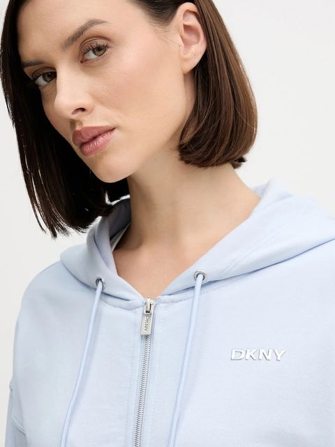Dkny bluza damska kolor niebieski z kapturem gładka DP6J9665