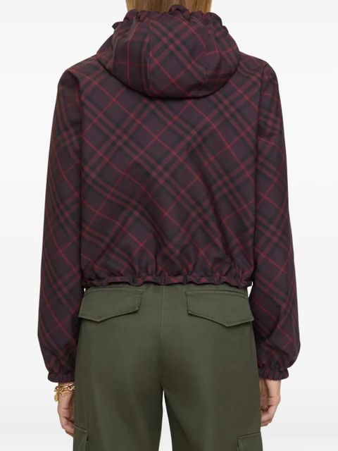 Burberry check-pattern hooded cropped jacket - Red - zdjęcie produktu nr 2