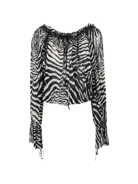 Blumarine long-sleeve animal-print blouse - White - zdjęcie produktu nr 1