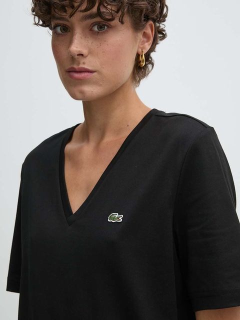Lacoste t-shirt bawełniany damski kolor czarny