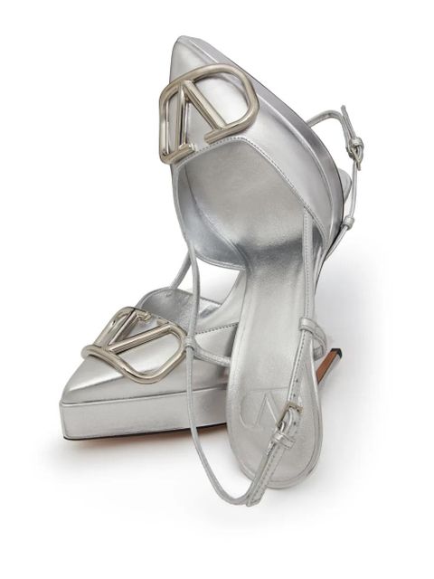 Valentino Garavani VLogo metallic leather pumps - Silver
