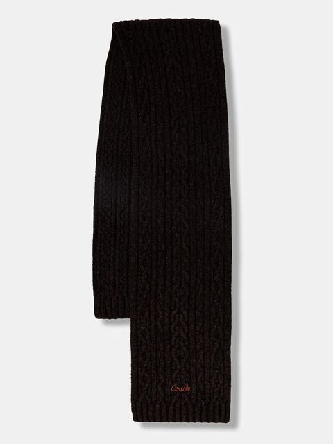 Coach szalik z domieszką wełny damski kolor brązowy gładki 29CCL89