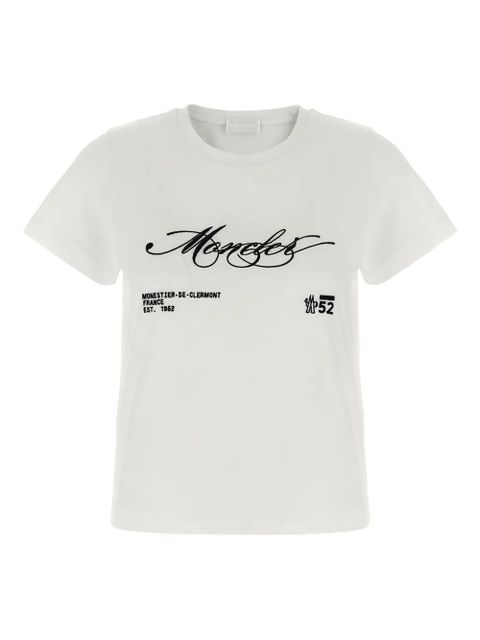 Moncler embroidered cursive-logo cotton T-shirt - White - zdjęcie produktu nr 1