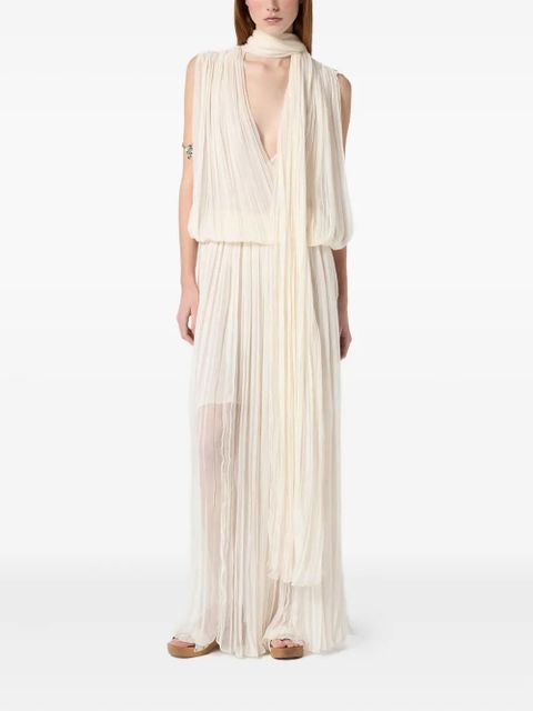 Blumarine pleated sleeveless maxi dress - Neutrals