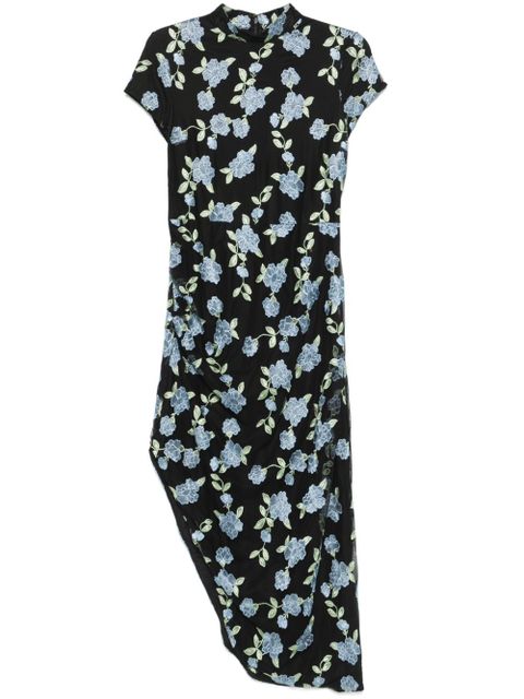 ROTATE BIRGER CHRISTENSEN mesh asymmetric maxi dress - Black - zdjęcie produktu nr 1