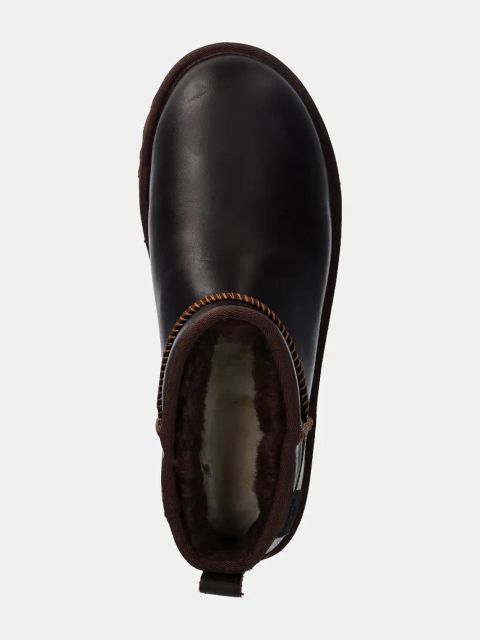 UGG śniegowce skórzane Classic Ultra Mini Lthr Regen kolor brązowy 1163490-IWD