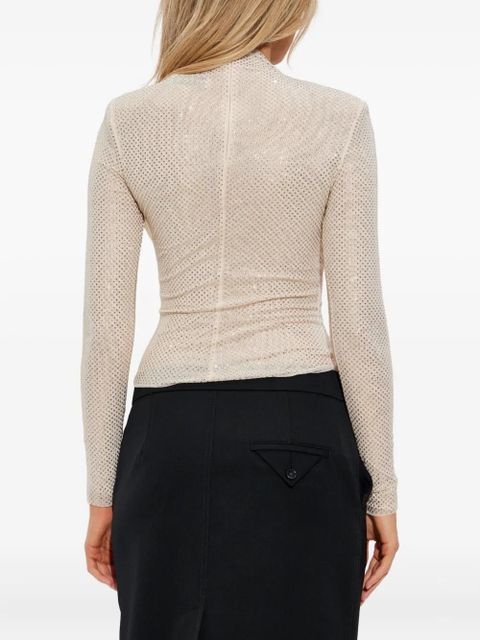 Self-Portrait crystal-embellished top - Neutrals