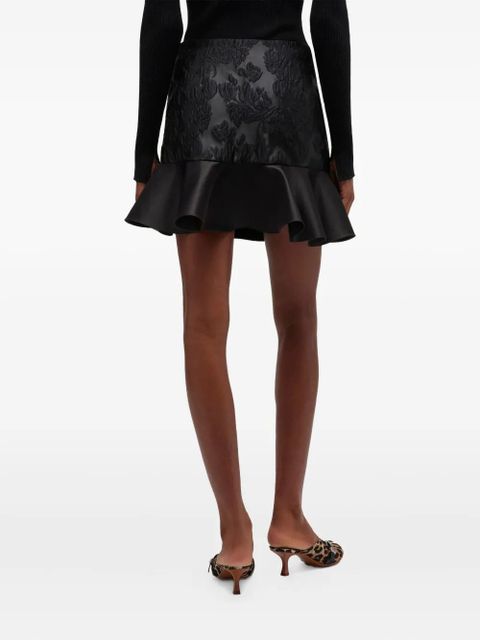 GANNI floral ruffled mini skirt - Black