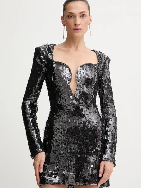 Bardot sukienka kolor szary mini rozkloszowana 60120DB