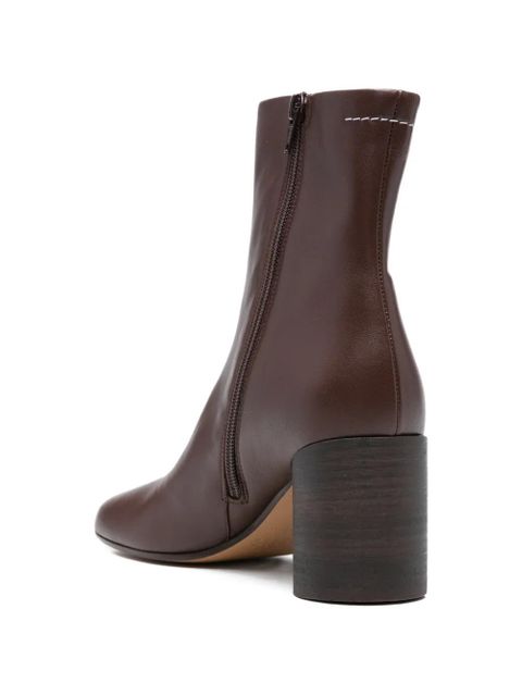MM6 Maison Margiela square toe leather boots - Brown