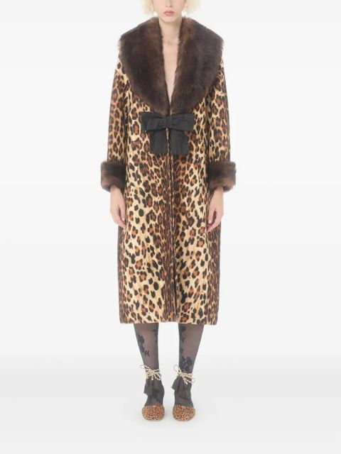 Valentino Garavani spotted shearling bow coat - Brown