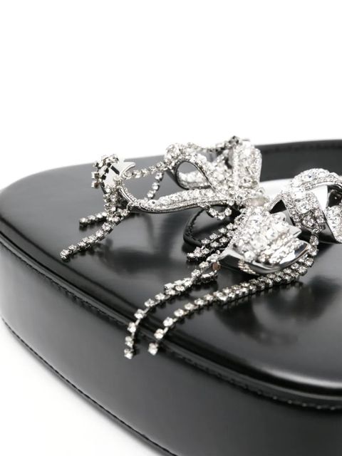 Self-Portrait bow-embellished shoulder bag - Black