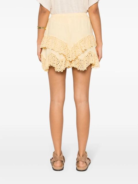 MARANT ÉTOILE Sukira broderie-anglaise shorts - Yellow