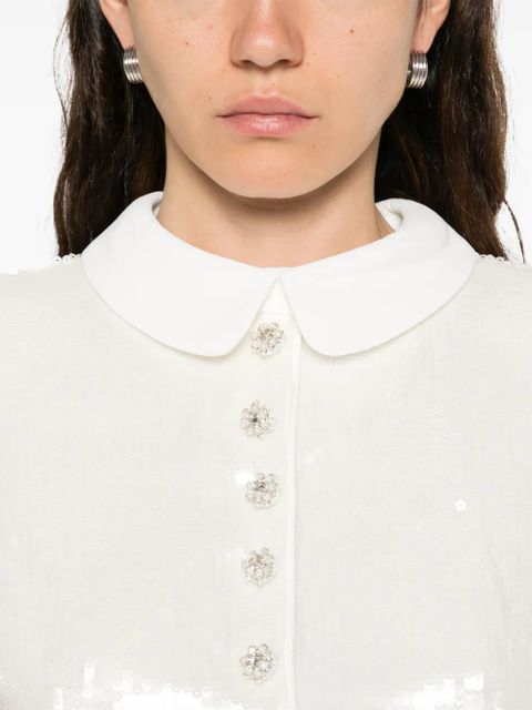 Self-Portrait sequin-embellished top - White