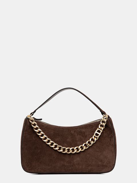 Twinset torebka zamszowa kolor brązowy 252TB7162 - zdjęcie produktu nr 1