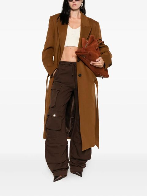 The Attico single-breasted belted coat - Brown