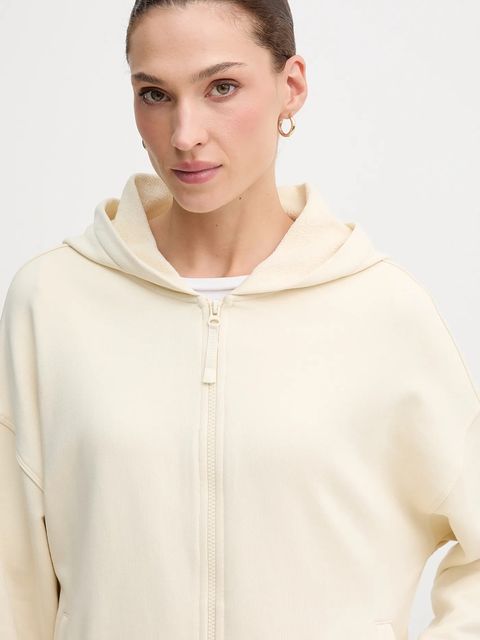 United Colors of Benetton bluza bawełniana damska kolor beżowy z kapturem gładka 3UNID500R - zdjęcie produktu nr 2