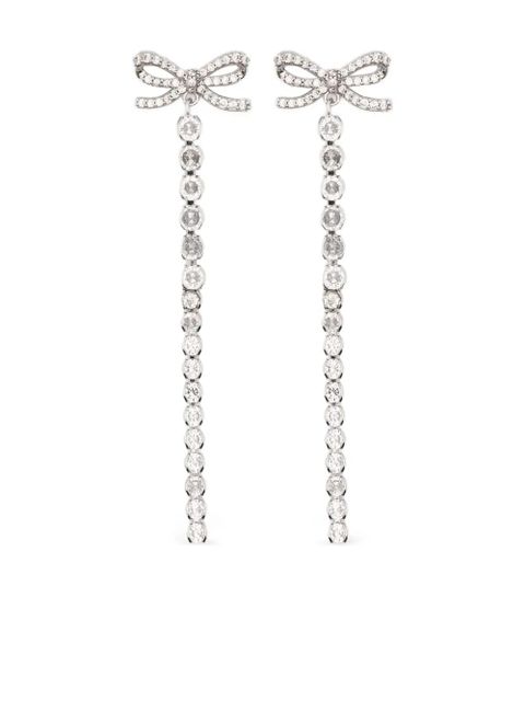Self-Portrait bow-embellished drop earrings - Silver - zdjęcie produktu nr 1