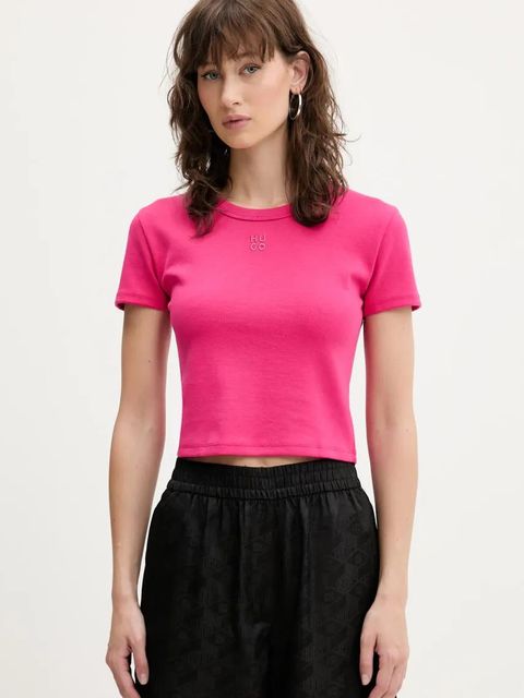 HUGO t-shirt damski kolor różowy 50512000 - zdjęcie produktu nr 1