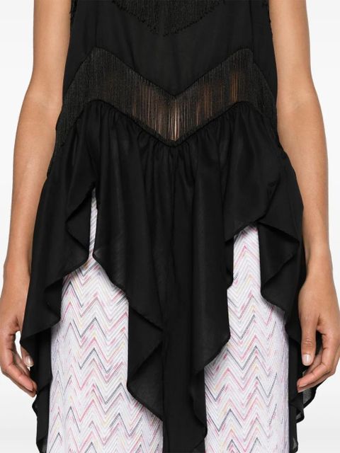 PINKO fringed draped top - Black