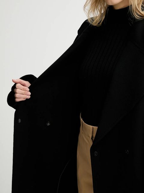 MMC STUDIO płaszcz wełniany kolor czarny VESPERE.COAT