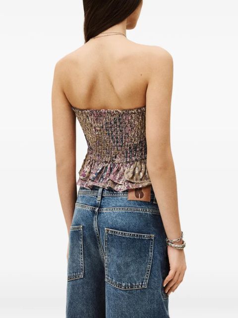 Ba&Sh Pretty shirred floral-print top - Neutrals