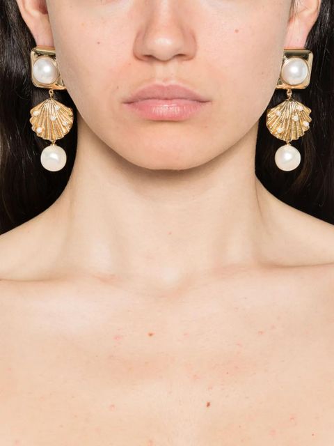 Self-Portrait faux pearl-detail earrings - Gold - zdjęcie produktu nr 2