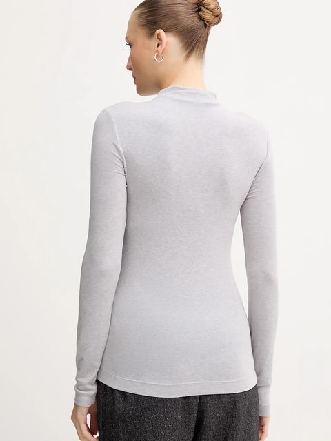 Mos Mosh longsleeve z domieszką wełny PETRI kolor szary z półgolfem 172890