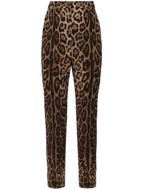 Dolce & Gabbana high-waisted leopard-print trousers - Brown - zdjęcie produktu nr 1