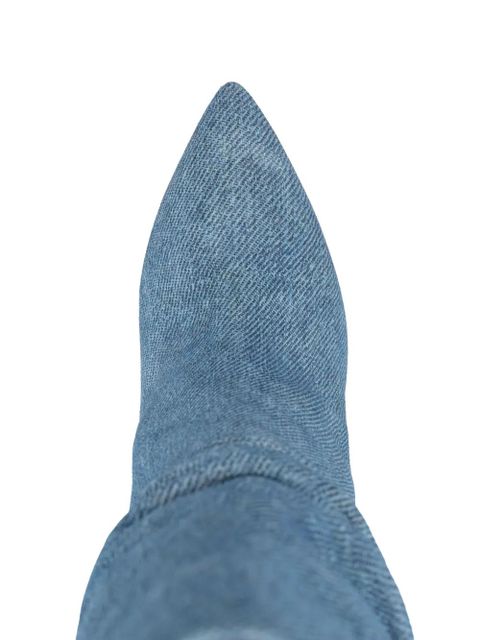 Paris Texas 98mm pointed-toe denim boots - Blue
