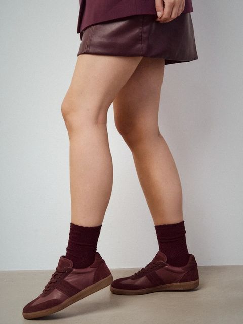 Medicine sneakersy zamszowe damskie kolor bordowy