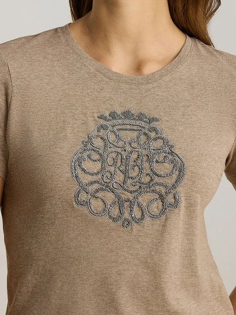 Lauren Ralph Lauren t-shirt bawełniany damski kolor beżowy 200980286